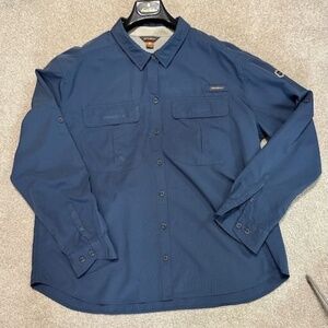 Eddie Bauer Womens UPF Vented Guide Shirt Long SL Roll Tab Dark Blue Reg 2XL